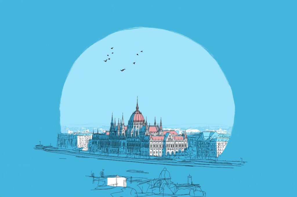Illustration of a European city