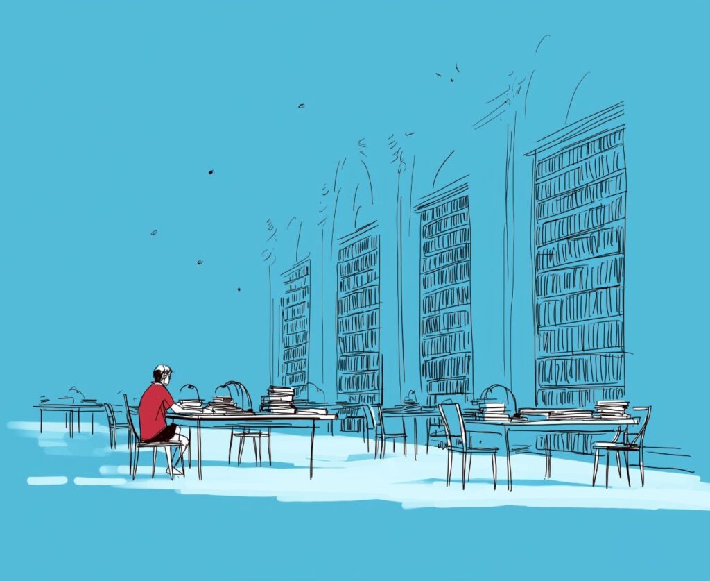 Students in a university library