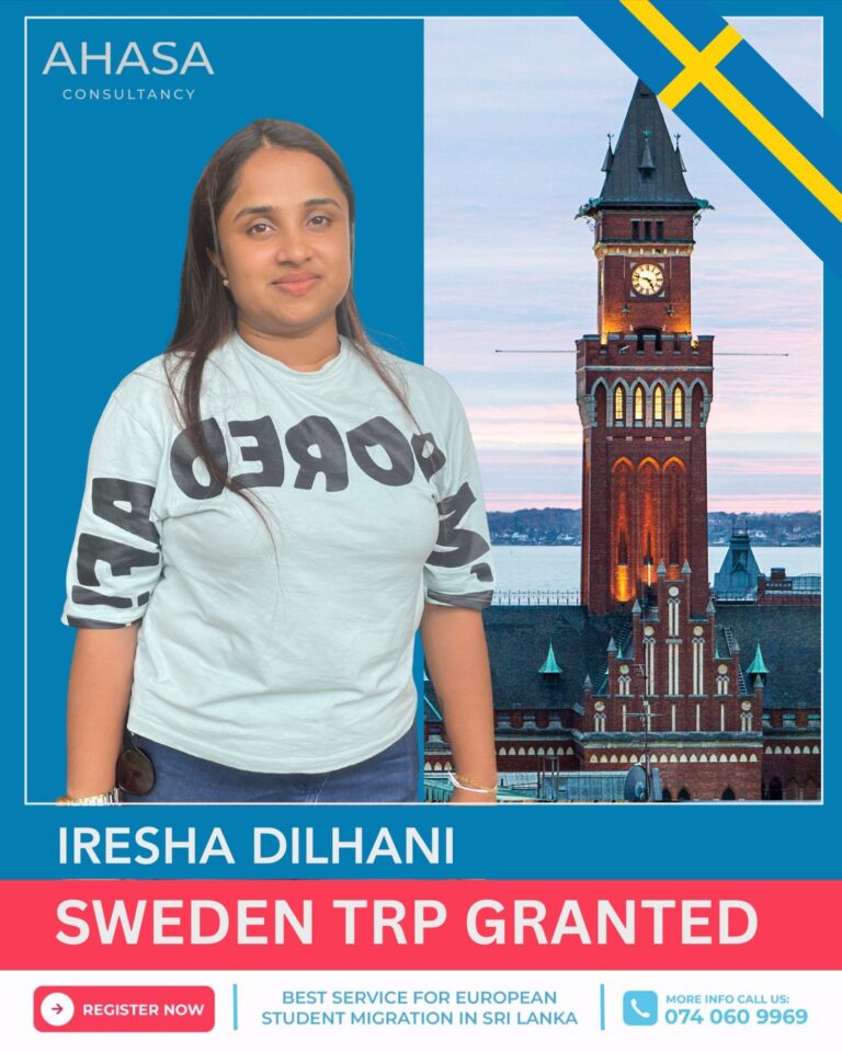 Iresha Dilhani, Ahasa student, visa granted for Sweden