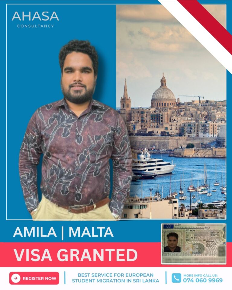 Amila, Ahasa student, visa granted for Malta
