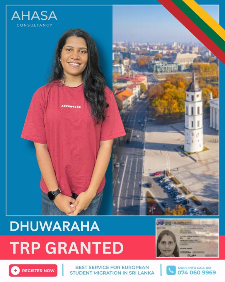 Dhuwaraha, Ahasa student, visa granted for Lithuania