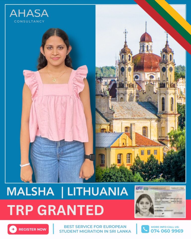 Malsha, Ahasa student, visa granted for Lithuania