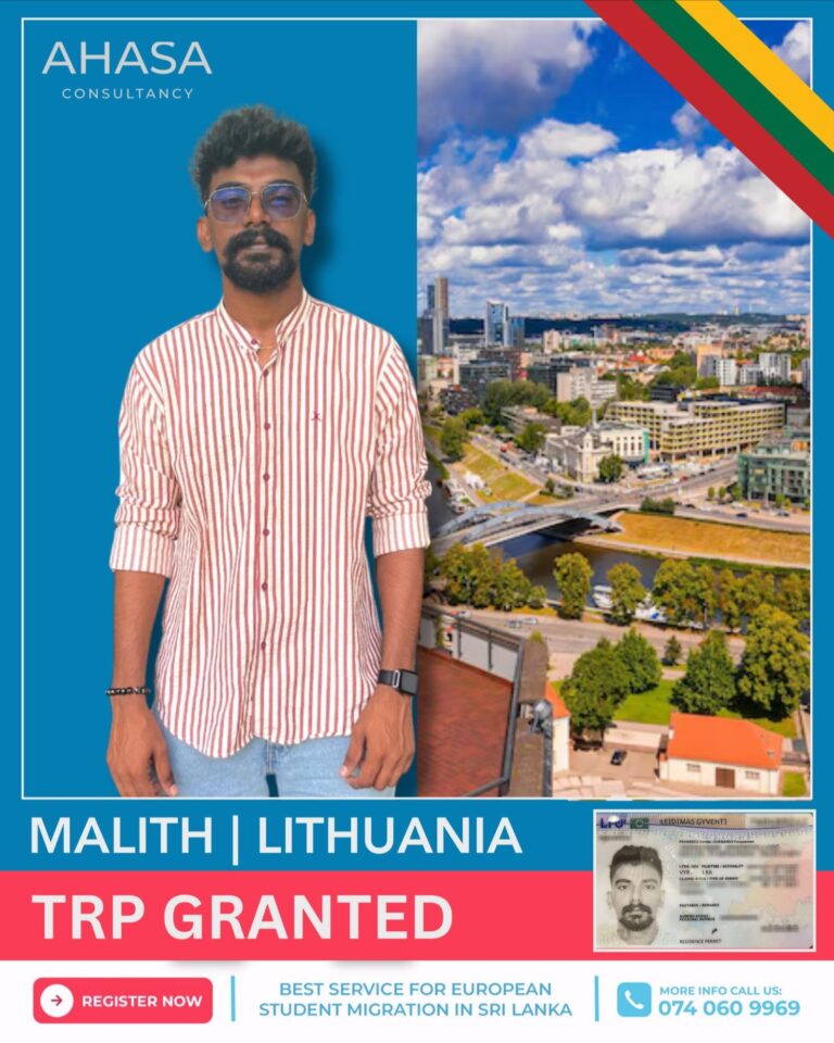 Malith, Ahasa student, visa granted for Lithuania