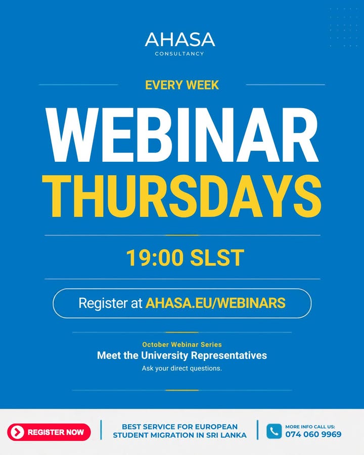 Webinar Thursdays. 19:00 SLST.