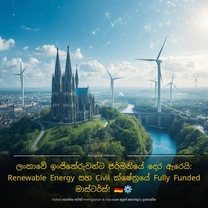 ලංකාවේ ඉංජිනේරුවන්ට ජර්මනියේ දොර ඇරෙයි: Renewable Energy සහ Civil ක්ෂේත්‍රයේ Fully Funded මාස්ටර්ස්! 🇩🇪⚙️