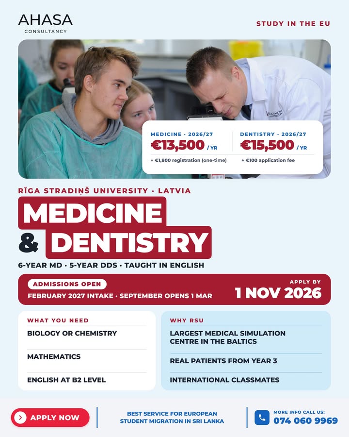 Admissions are open: study Medicine or Dentistry at Rīga Stradiņš University, Latvia (EU)